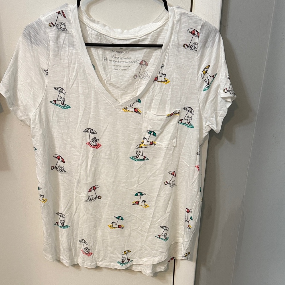 Torrid White Tee with Colorful Umbrella Print